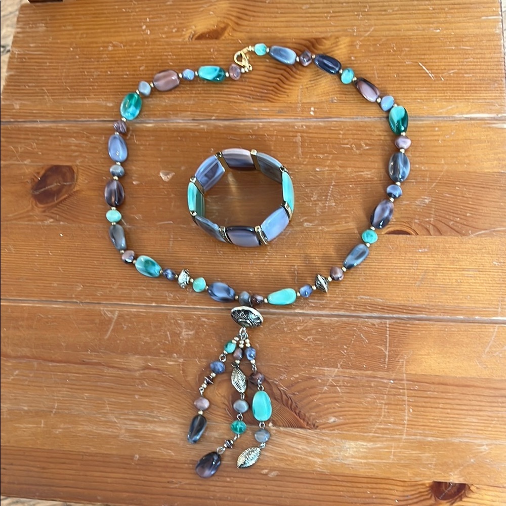 Elegant Blue and Gold Jewelry Set